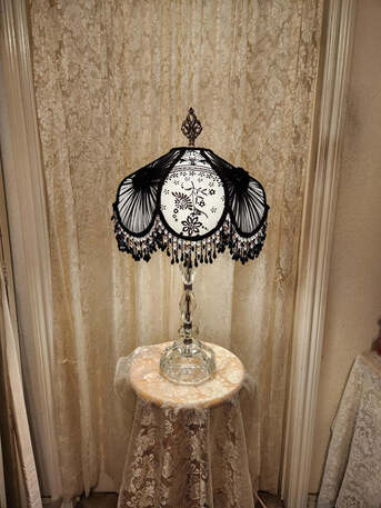 New York, Collectibles, USD 570,  Buy Vintage Lampshade Fringe With Glass Beads Online USA For Victorian & Rustic Home Décor