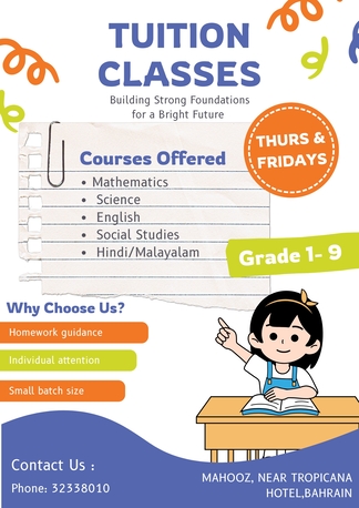 Mahooz, Lessons Offered, Tuition Classes For GRADE 1 -9