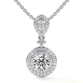 New York, Jewelry, USD 2866,  Shop Double Halo Pendant Setting With Pear And Round Diamonds