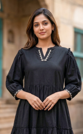 Chennai, Clothing & Accessories, INR 1095,  Black Tiered Maxi Skirt In Cotton | Shop Now At Instore