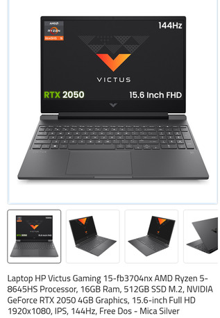 Al Muruj, Computers, SAR 1999,  Laptop HP Victus Gaming 15-fb3704nx AMD Ryzen 5-8645HS Processor, 16GB Ram, 512GB (unused)