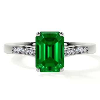 New York, Jewelry, USD 1066,  Emerald Cut Engagement Rings Prong Set Ring With Round Diamonds (0.71cttw)