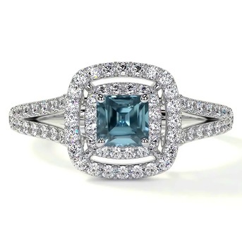 New York, Jewelry, USD 2588,  Natural Square Cut Aquamarine Ring Prong Set Halo With Diamonds (1.15cttw)Shop A Natural S