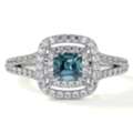USD 2588,  Natural Square Cut Aquamarine Ring Prong Set Halo With Diamonds (1.15cttw)Shop A Natural S
