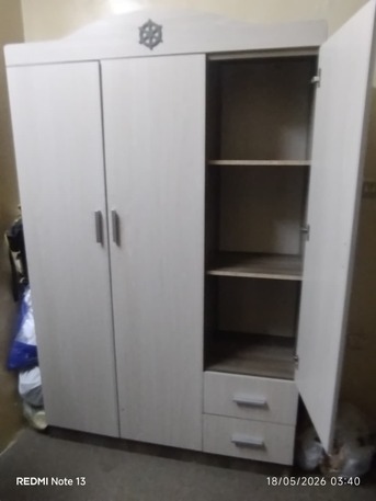 Olaya, Free Items, SAR 600,  King Size Double Bed By Home Centre 3-Door Small Wardrobe