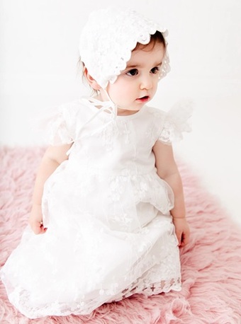New York, Clothing & Accessories, USD 85,  Phoebe Boho White Lace Baptism Dress, Infant Christening Gown