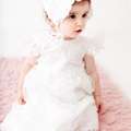 USD 85,  Phoebe Boho White Lace Baptism Dress, Infant Christening Gown