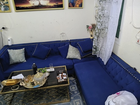 Jubail, Furniture, SAR 700,  I Want To Sell Very Good Condition Blue Color Velvet Sofa.