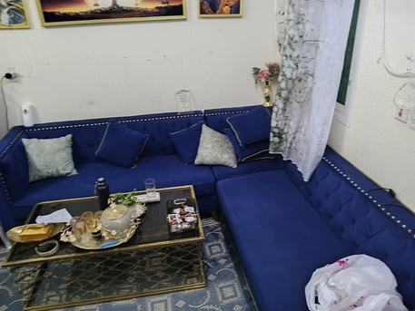 Jubail, Furniture, SAR 700,  I Want To Sell Very Good Condition Blue Color Velvet Sofa.