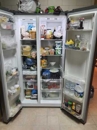 Al Izdihar, Appliances, SAR 12000,  FOR SALE: Panasonic Side-by-Side Refrigerator Model: NR-BS60MSSA | Stainless Steel Finish