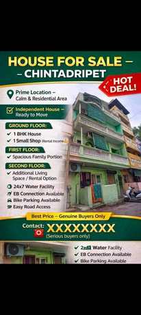Chennai, Household Items, 8500000,  House For Sale - Prime Location