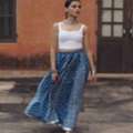 INR 942,  Buy Women's Cotton Blue Flared Maxi Skirt Online
