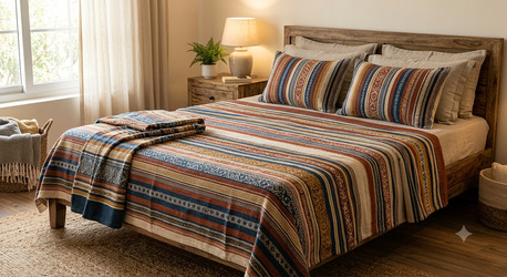 Mumbai, Household Items, INR 1499,  Handloom Cotton Bedsheet 245 GSM Pure Cotton, 210 TC Single-Ply, Hand Woven By Artisans