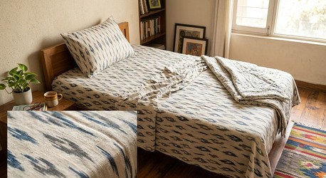 Mumbai, Household Items, INR 1499,  Bedsheets For Double Bed With 2 Pillow Covers 245 GSM Pure Cotton, Handloom Woven | Theind