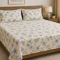 INR 1499,  Pure Cotton King Size Bed Sheets 90x108 Inches, 245 GSM, Handloom Woven, 2 Pillow Covers