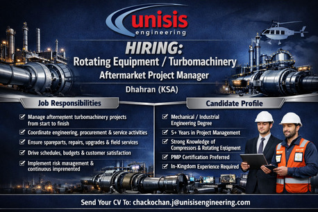 Dhahran, Jobs, Rotating Equipment / Turbomachinery - Aftermarket Project Manager - Dhahran (KSA)