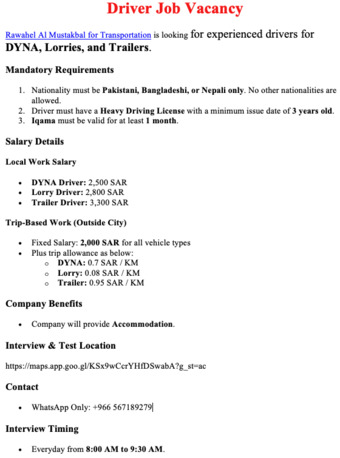 Jeddah, Jobs, DYNA Lorry Trailer Driver Required