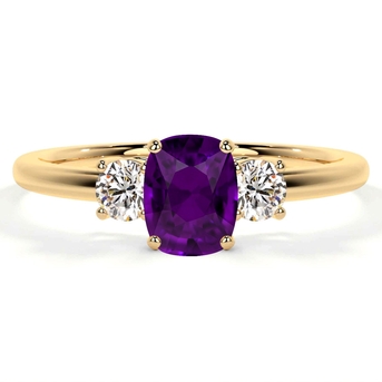 New York, Jewelry, USD 1634,  Shop Natural Amethyst And Diamond Three Stone Engagement Rings
