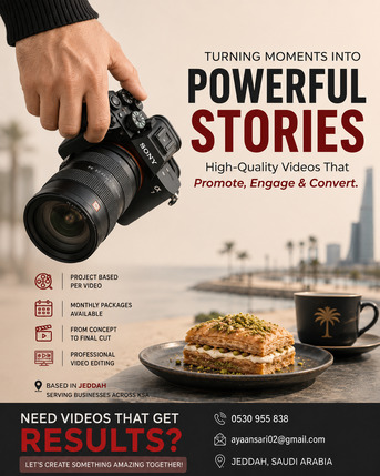 Jeddah, Photography, Professional Video Editor & Shooter Available - Low Rates