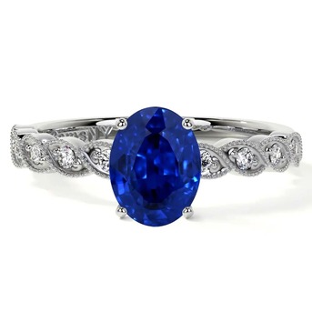 New York, Jewelry, USD 2929,  Natural Oval Cut Blue Sapphire Gemstone Jewelry Ring With Diamonds (1.12cttw)