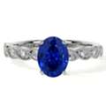 USD 2929,  Natural Oval Cut Blue Sapphire Gemstone Jewelry Ring With Diamonds (1.12cttw)