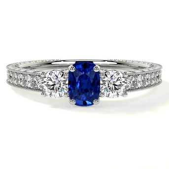 New York, Jewelry, USD 5298,  Natural Elongated Tanzanite Ring Prong Set Three Stone Ring