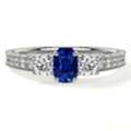 USD 5298,  Natural Elongated Tanzanite Ring Prong Set Three Stone Ring
