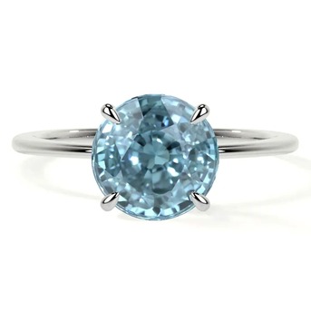 New York, Jewelry, USD 1589,  Natural Round Shape Aquamarine Prong Set Halo Ring With Round Diamonds (0.59cttw)