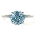 USD 1589,  Natural Round Shape Aquamarine Prong Set Halo Ring With Round Diamonds (0.59cttw)