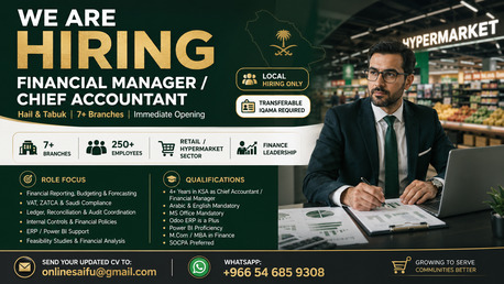 Riyadh, Jobs, We Are Seeking A Financial Manager / Chief Accountant For A Full-time, On-site Role Based