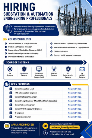 Jeddah, Jobs, HIRING &ndash; SUBSTATION & AUTOMATION ENGINEERING PROFESSIONALS