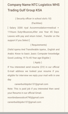 Dammam, Jobs, Security Guard Jobs Available Limited 10 Slot