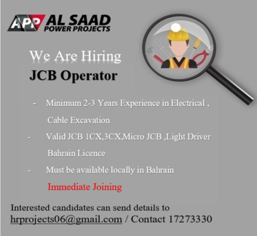 Manama, Jobs, JCB Operator