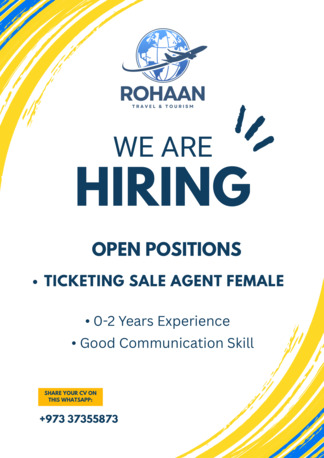 Manama, Jobs, Female Sale Agent For Travel Agency