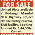 INR 144000,  242 Sq. Yard,  Farm Plots For Sales At Kodangal Mandal Mobile 9618350078