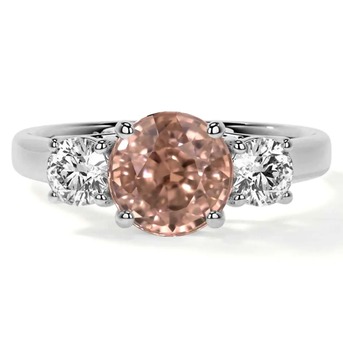 New York, Jewelry, USD 1614,  Natural Round Shape Morganite Engagement Rings With Round Diamonds (0.80cttw) - AAAA Quali