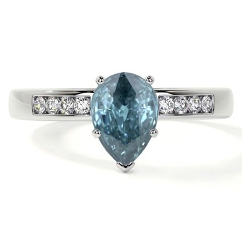 New York, Jewelry, USD 1391,  Natural Pear Shape Aquamarine Ring With Round Diamonds (0.56cttw)