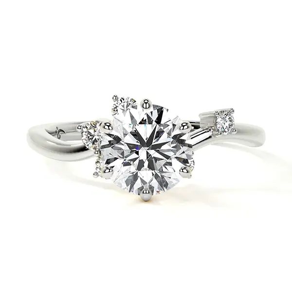 New York, Jewelry, USD 1356,  GemsNY Two Tone Ring Setting With Asymmetric Side Round Diamonds &ndash; 0.21cttw