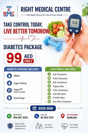 Sharjah, Health, Diabetes Package For Just 99 AED In Sharjah &ndash; Right Medical Centre