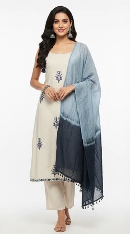 New Delhi, Clothing & Accessories, INR 1499,  Online Trendy Co-Ord Sets | Cream Blue Cotton Suit Rs. 1499