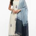 INR 1499,  Online Trendy Co-Ord Sets | Cream Blue Cotton Suit Rs. 1499