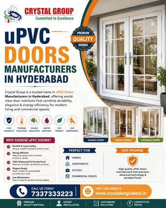 Hyderabad, Construction, Durable UPVC Doors For Homes & Offices Hyderabad