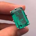 US 1030,  Art Deco Engagement Ring With Emerald Cut Green Gemstone