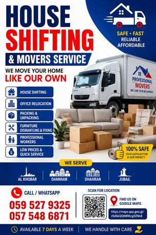 Dammam, Household, PAKISTANI MOVERS AND PACKERS FOR HOUSE OFFICE SHIFTING AND TRANSPORTATION SERVICES