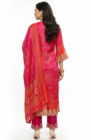 New Delhi, Clothing & Accessories, INR 2199,  Online Trendy Co-Ord Sets | Pink Red Bandhej Rs. 2199
