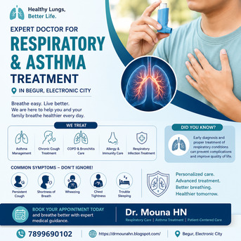 Bangalore, Health, Expert Doctor For Respiratory & Asthma Treatment In Begur, Electronic City &ndash; Dr. Mouna HN