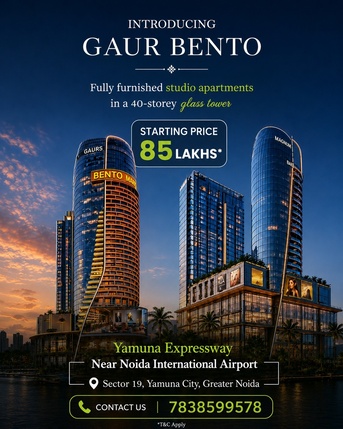 Lucknow, Apartments, Flats, Houses & Villas, INR 8500000/year,  Furnished,  Studio,  650 Sq. Feet,  Gaur Bento Yamuna Expressway | Download Brochure