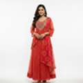 INR 2199,  Online Trendy Co-Ord Sets | Orange Bandhani Anarkali Rs. 2199