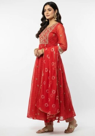 New Delhi, Clothing & Accessories, INR 2199,  Online Trendy Co-Ord Sets | Orange Bandhani Anarkali Rs. 2199