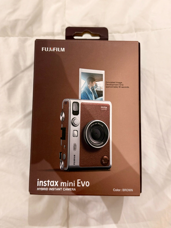 Manama, Electronics, BHD 75,  Fujifilm Instax Mini Evo Hybrid Instant Camera (BROWN) With Free Instax Film Mini 10 Sheet